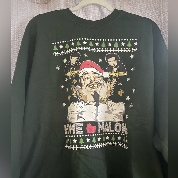 Post Malone Home Malone Sweatshirt Green 2xl Unisex Brand New Ugly Sweater - Picture 2 of 4